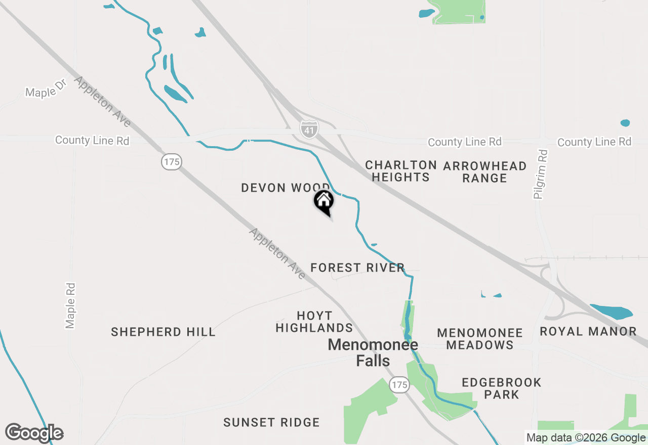 Map of W171N9312 Briarwood Ter, Menomonee Falls, WI 53051
