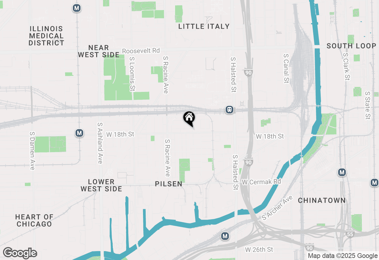 Map of 1044 W 18th Street #2F, Chicago, IL 60608