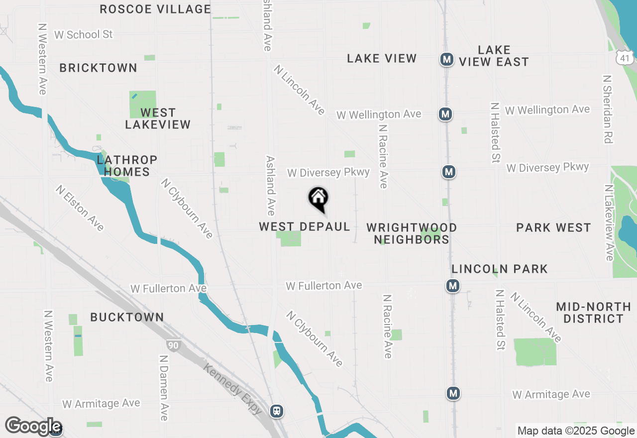 Map of 1414 W Wrightwood Avenue #M, Chicago, IL 60614