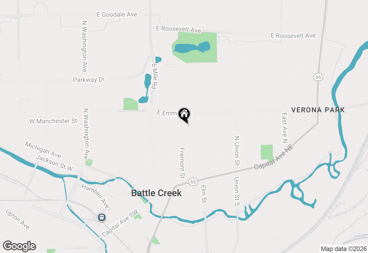 Map of 192 Fremont Street, Battle Creek, MI 49017