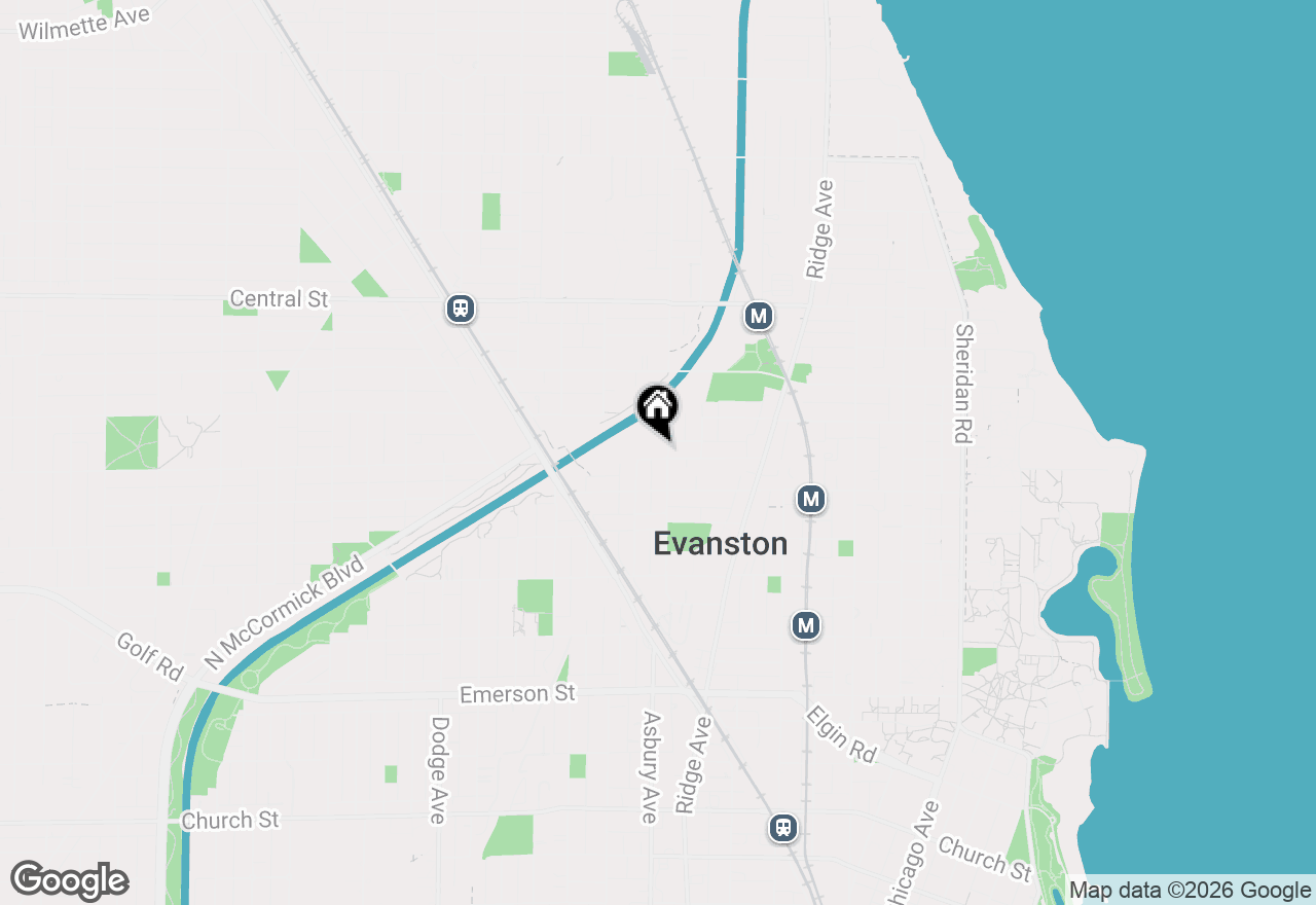Map of 1305 Grant Street, Evanston, IL 60201