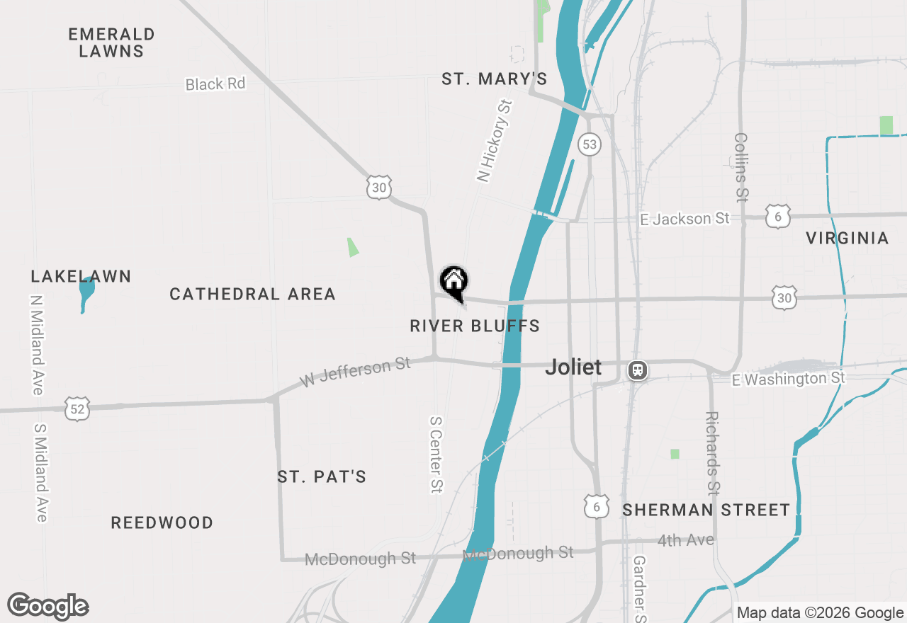 Map of 221 N Hickory Street, Joliet, IL 60435