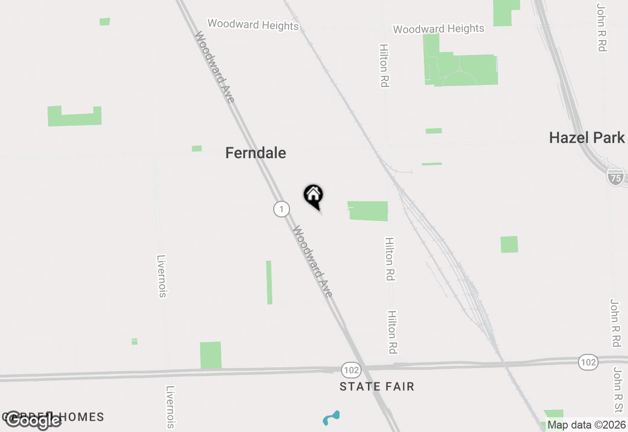 Map of 191 University Street, Ferndale, MI 48220