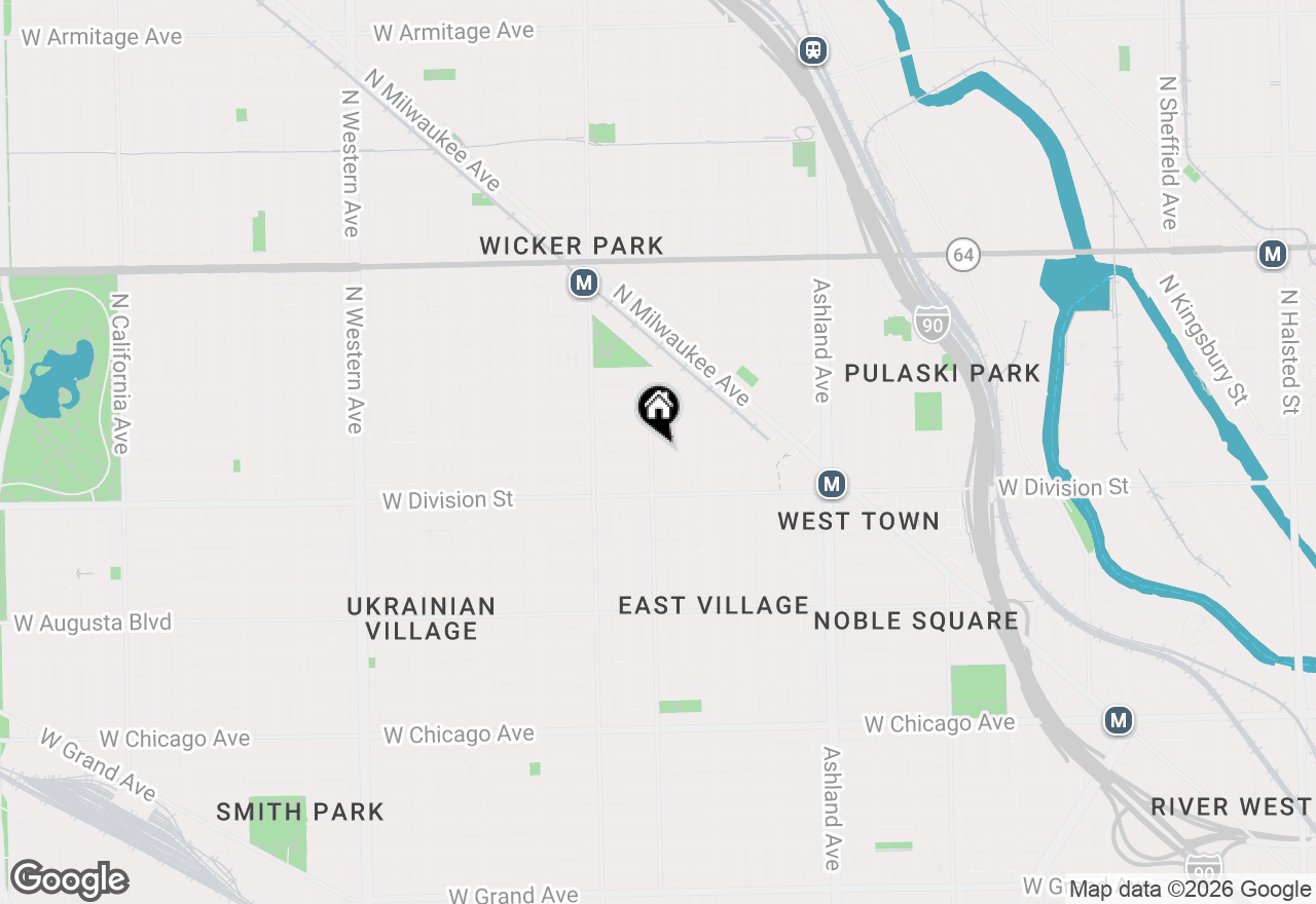 Map of 1243 N Wolcott Avenue #1, Chicago, IL 60622