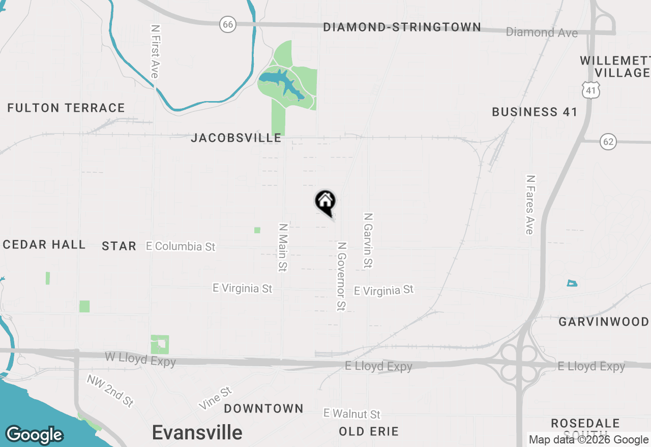 Map of 217 E Oregon Street, Evansville, IN 47711