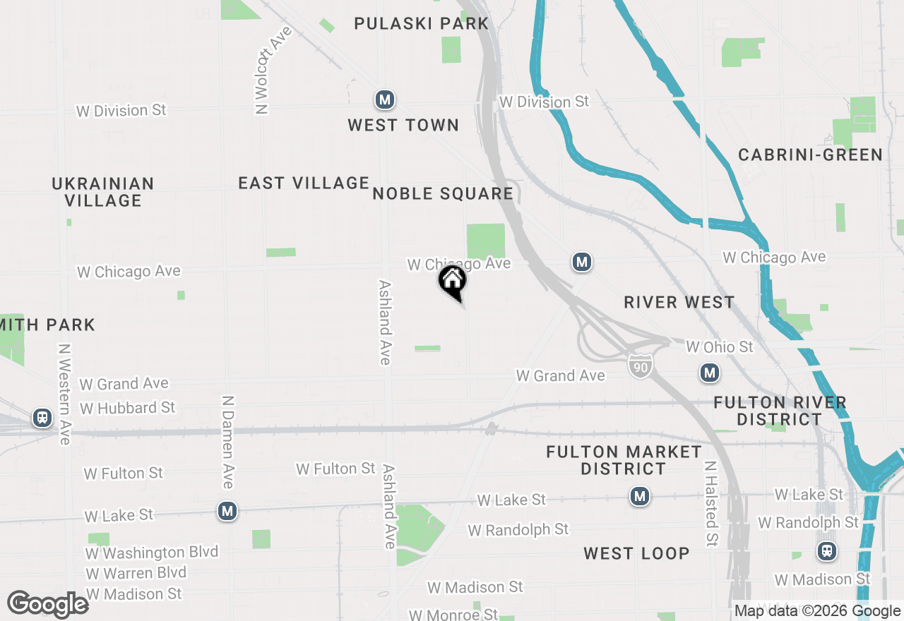 Map of 1421 W Huron Street #2F, Chicago, IL 60642