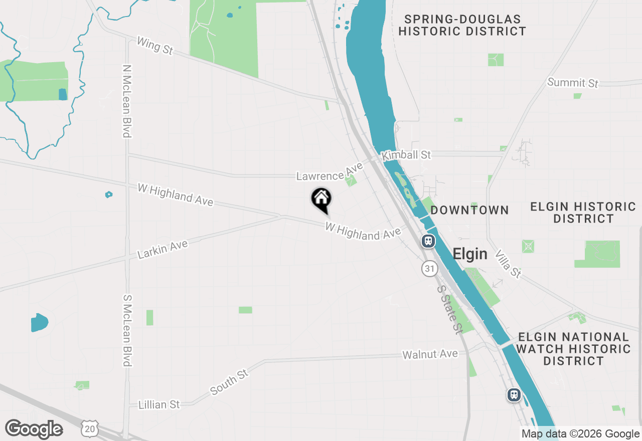 Map of 726 W Highland Avenue, Elgin, IL 60123
