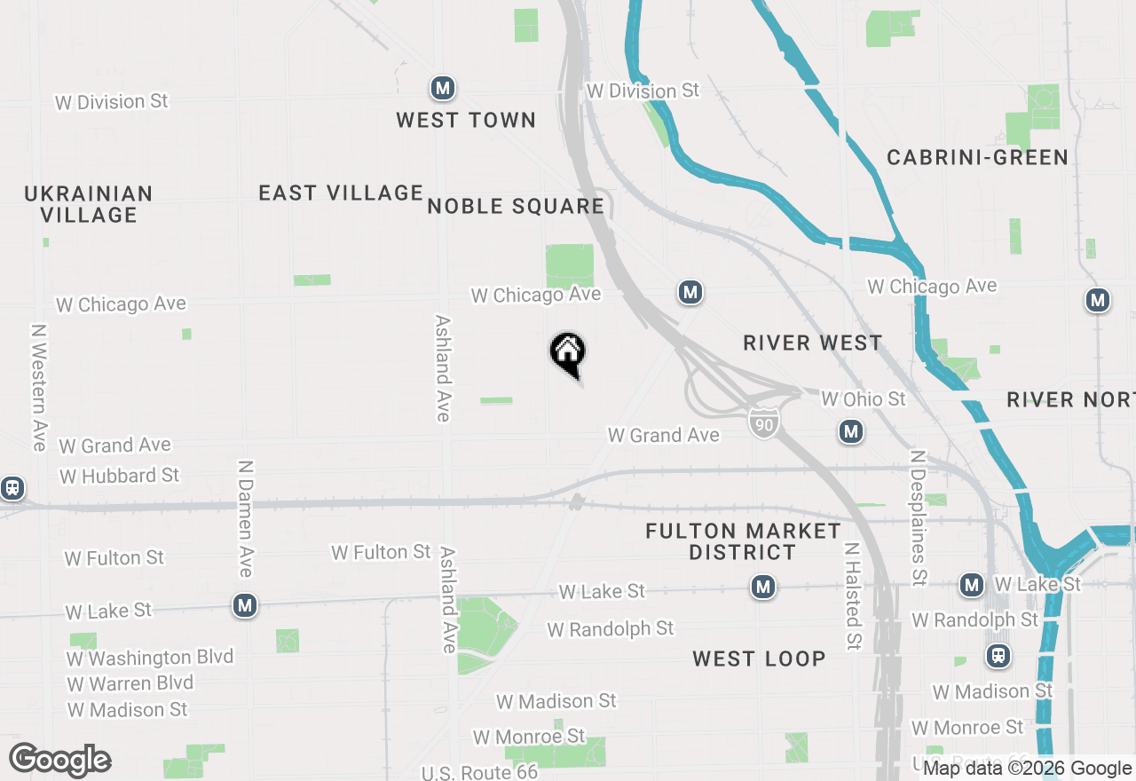 Map of 1344 W Ohio Street #1F, Chicago, IL 60642