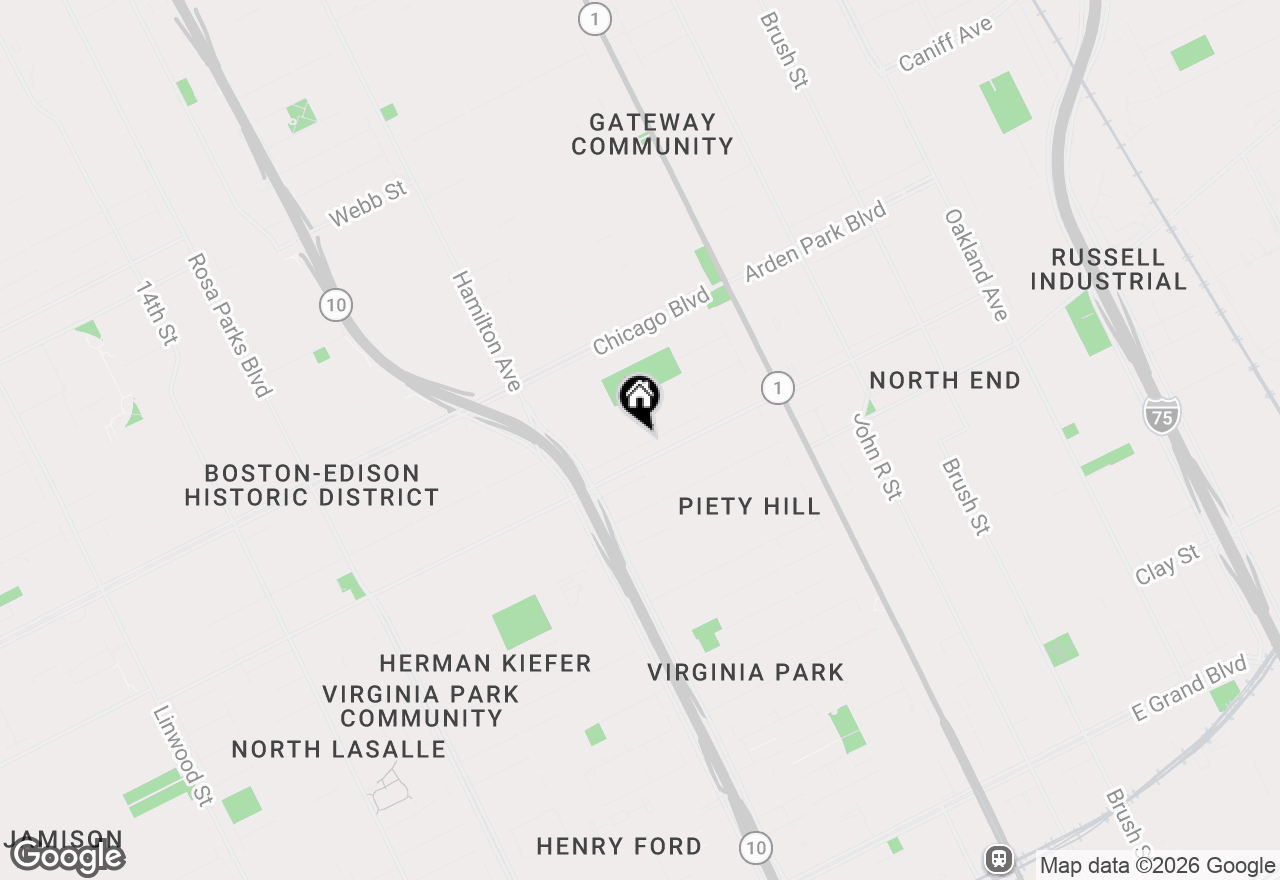 Map of 749 Atkinson Street, Detroit, MI 48202