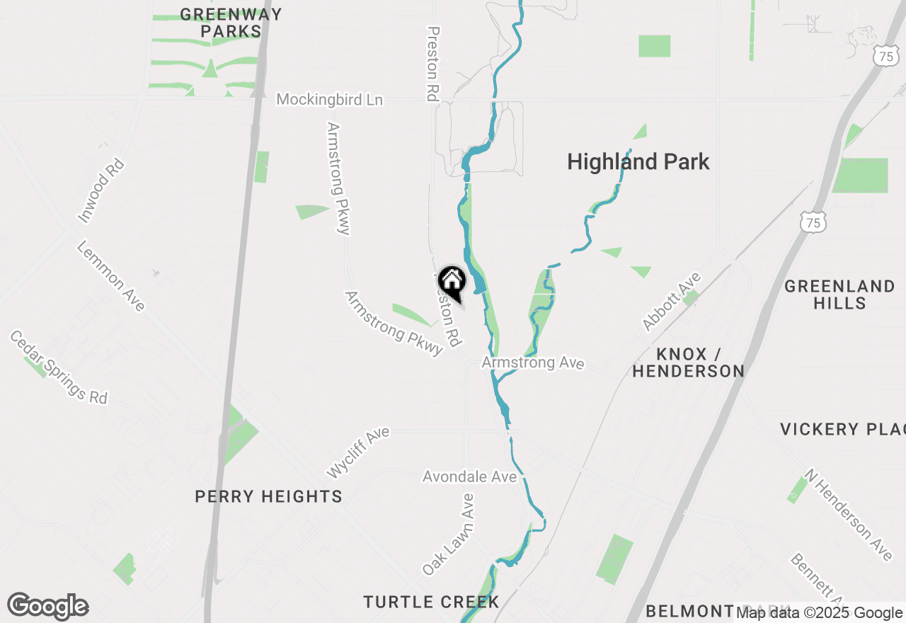 Map of 1 Willowood Street, Highland Park, TX 75205