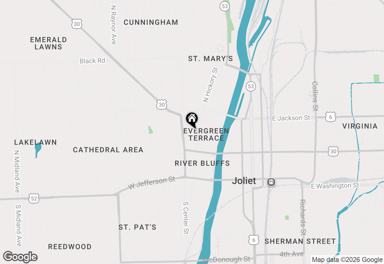 Map of 340 Pine Street, Joliet, IL 60435