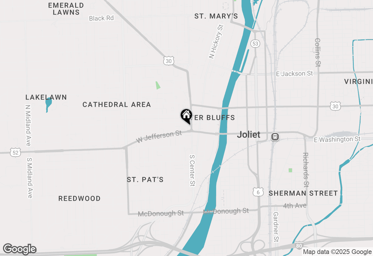 Map of 407 W Jefferson Street, Joliet, IL 60435