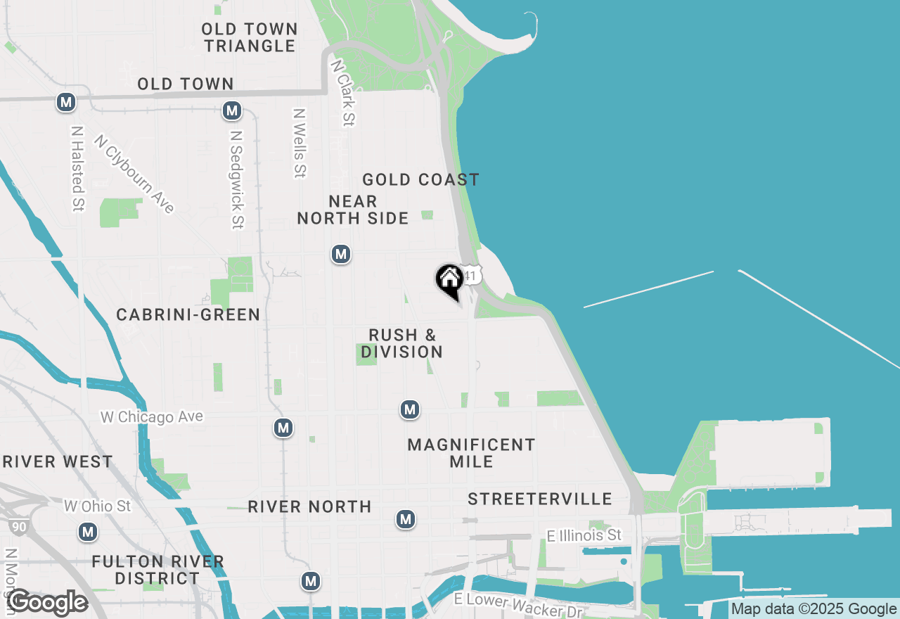 Map of 105 E Bellevue Place, Chicago, IL 60611