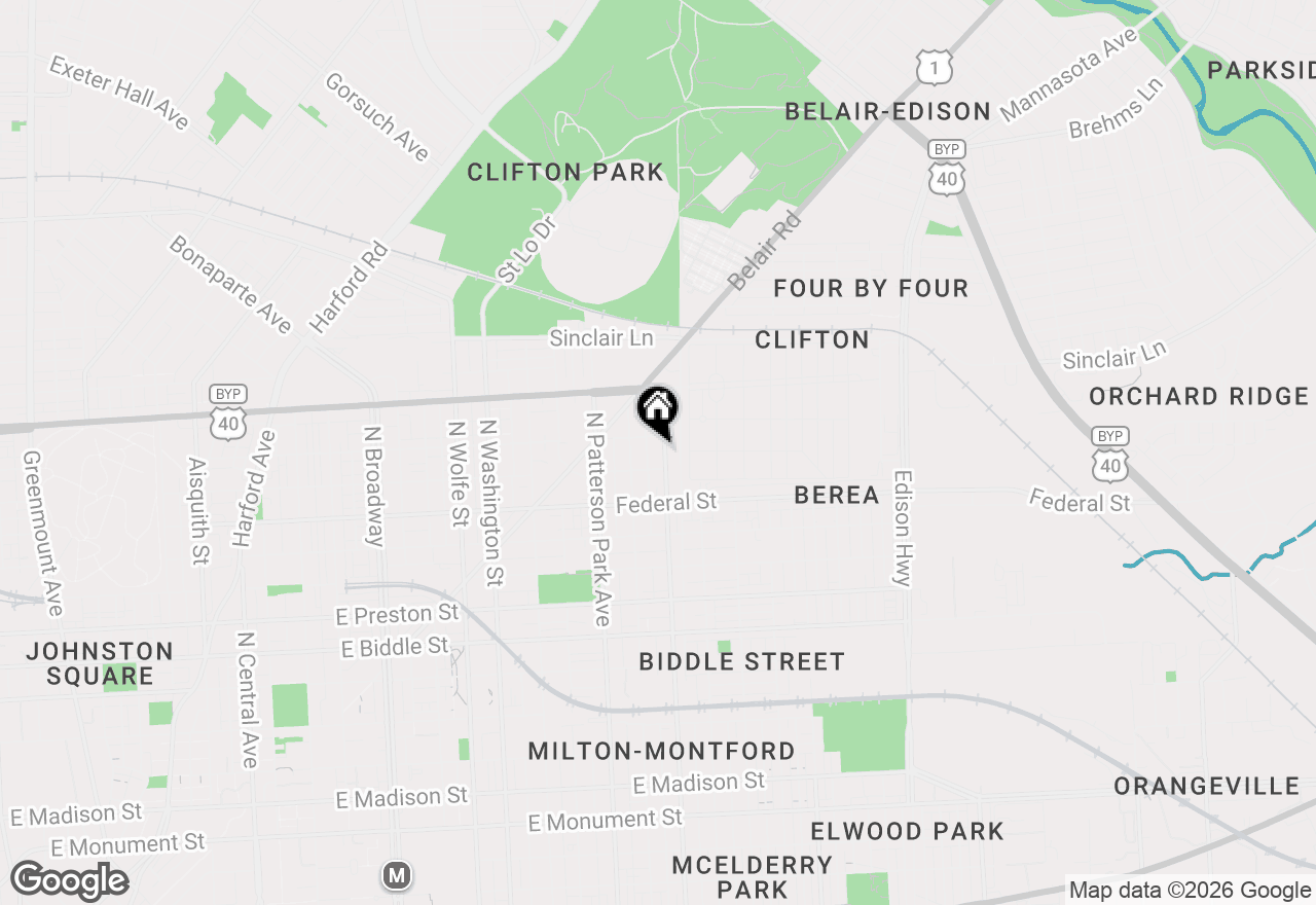 Map of 1724 N Milton Avenue, Baltimore, MD 21213