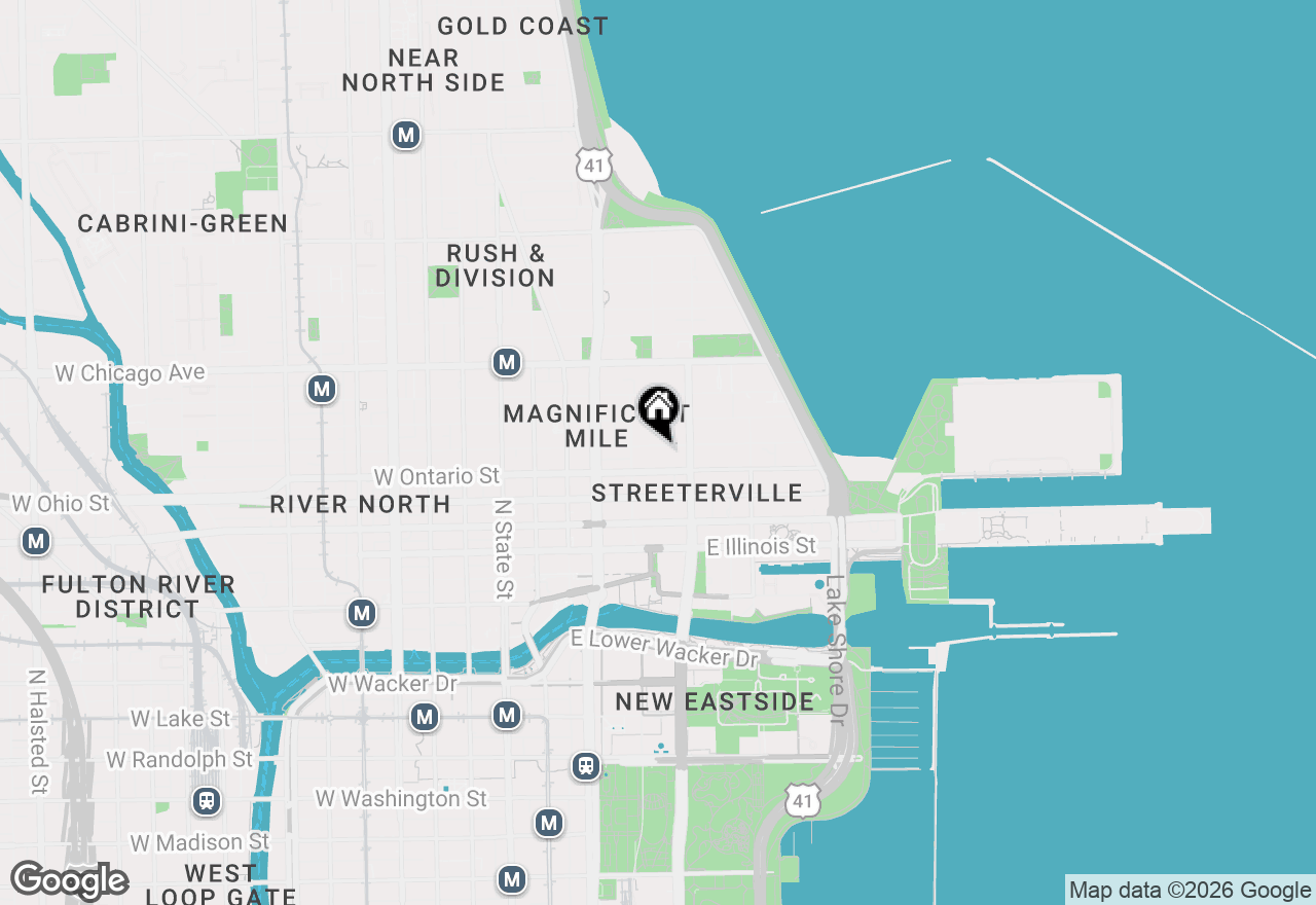 Map of 233 E Erie Street #1602, Chicago, IL 60611
