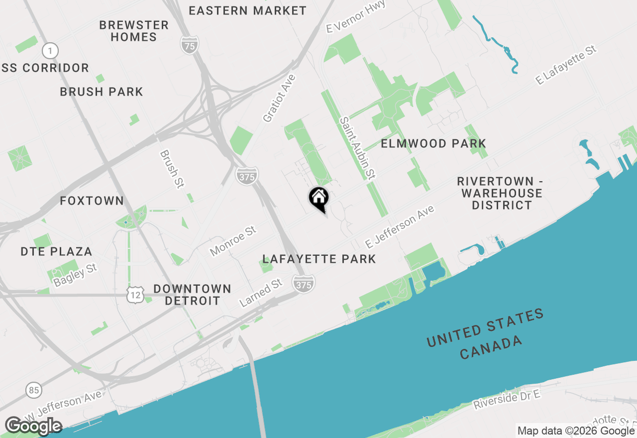 Map of 1300 E Lafayette Street #209, Detroit, MI 48207