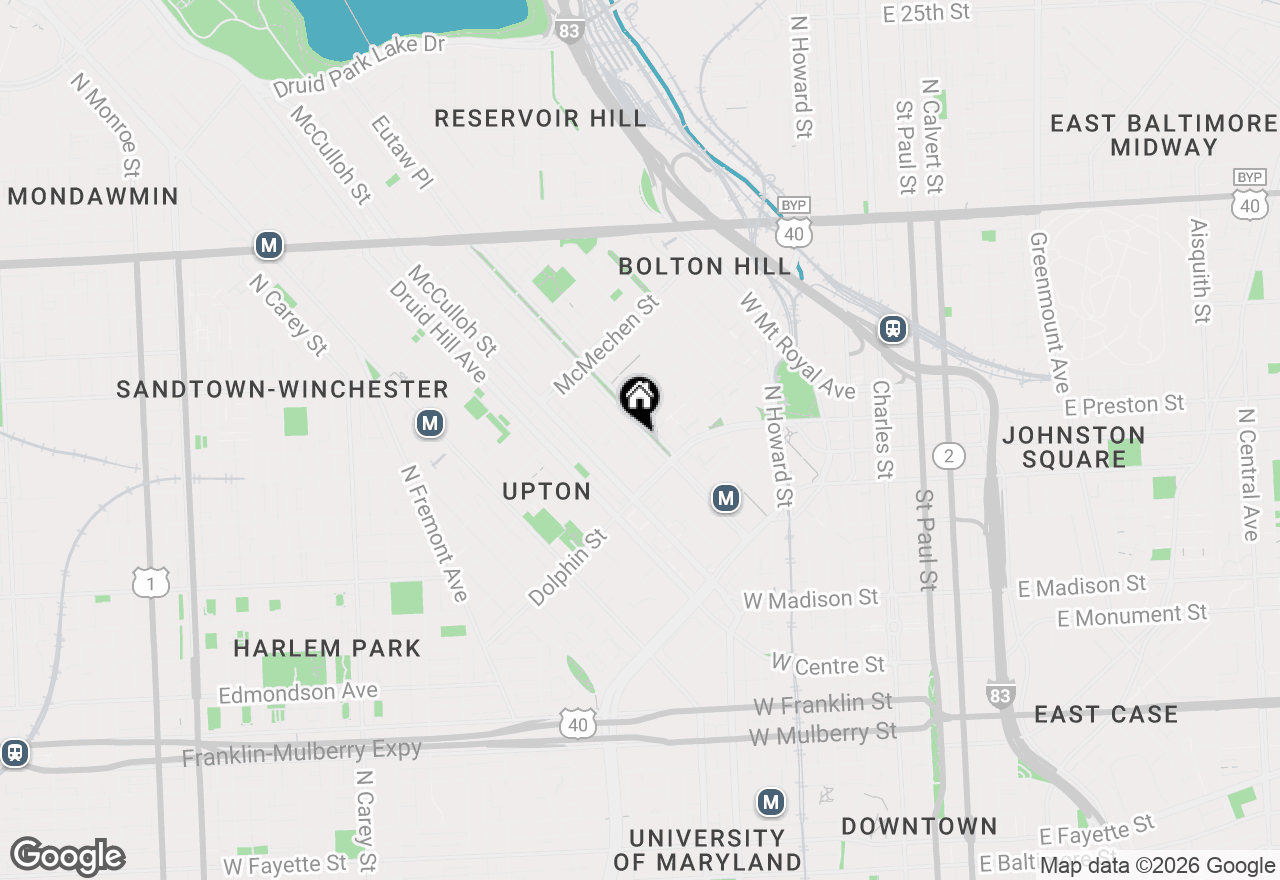 Map of 1300 Eutaw Place, Baltimore, MD 21217