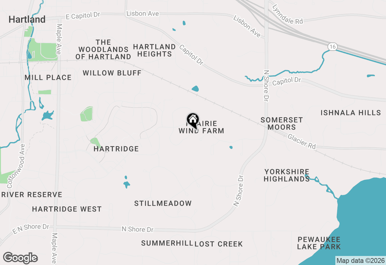 Map of W291N4174 Prairie Wind Cir S, Pewaukee, WI 53072