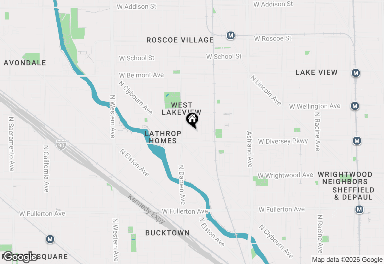 Map of 1922 W Wolfram Street, Chicago, IL 60657