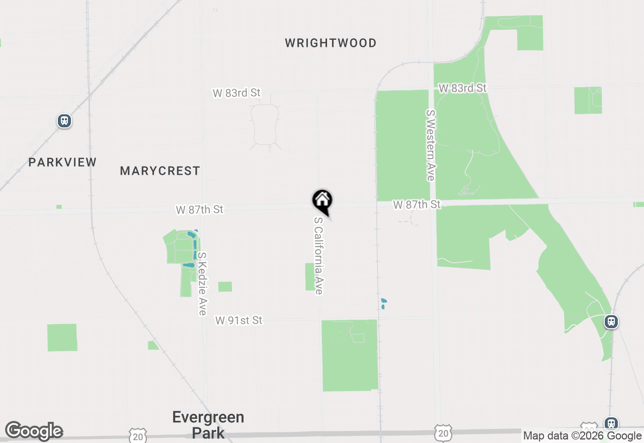 Map of 8729 S California Street, Evergreen Park, IL 60805