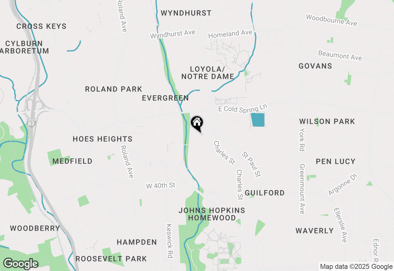 Map of 104 Overhill Road, Baltimore, MD 21210