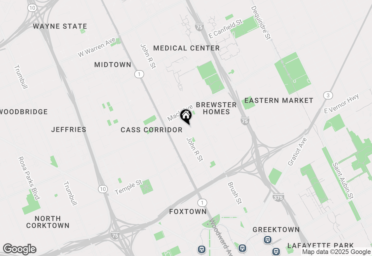 Map of 3412 John R Street #B, Detroit, MI 48201