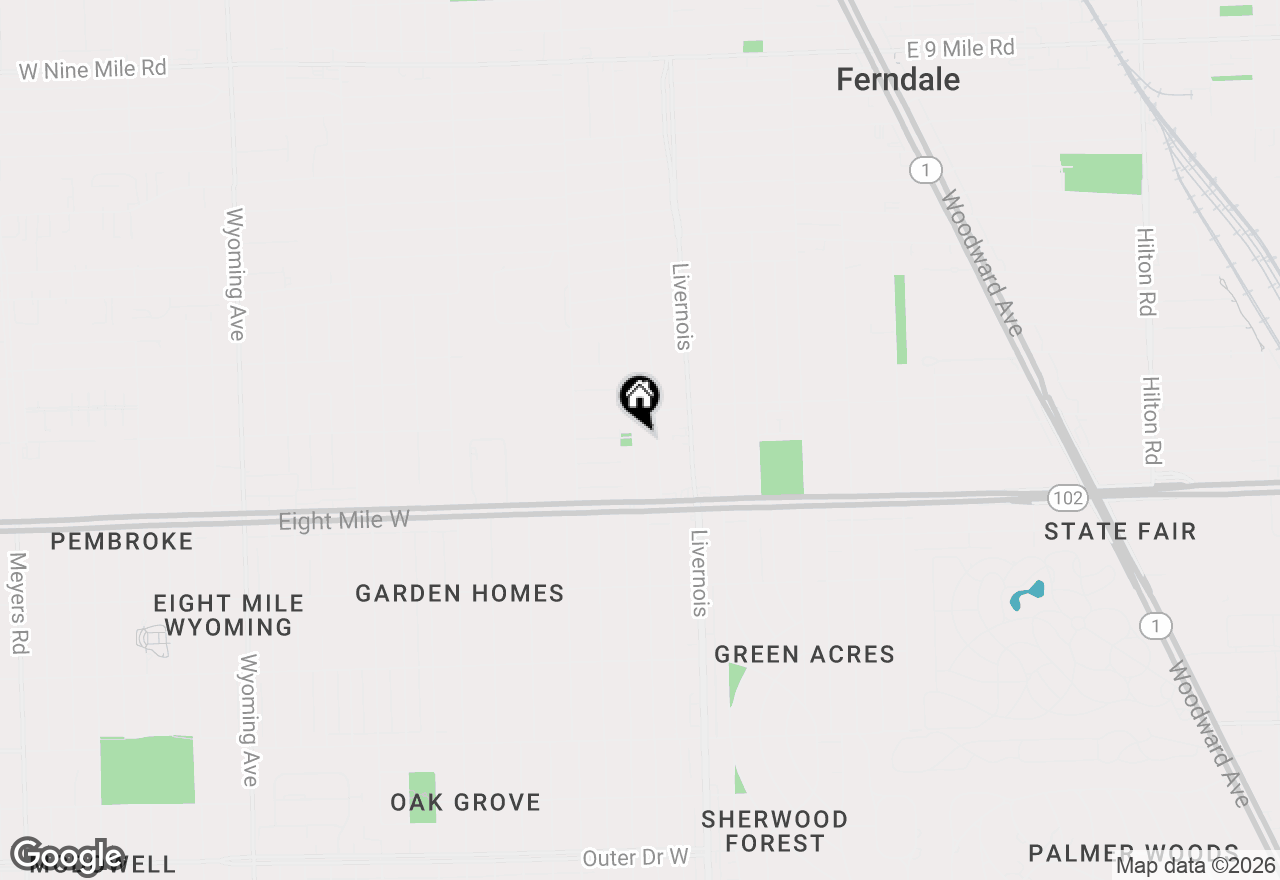 Map of 336 Kensington Avenue, Ferndale, MI 48220