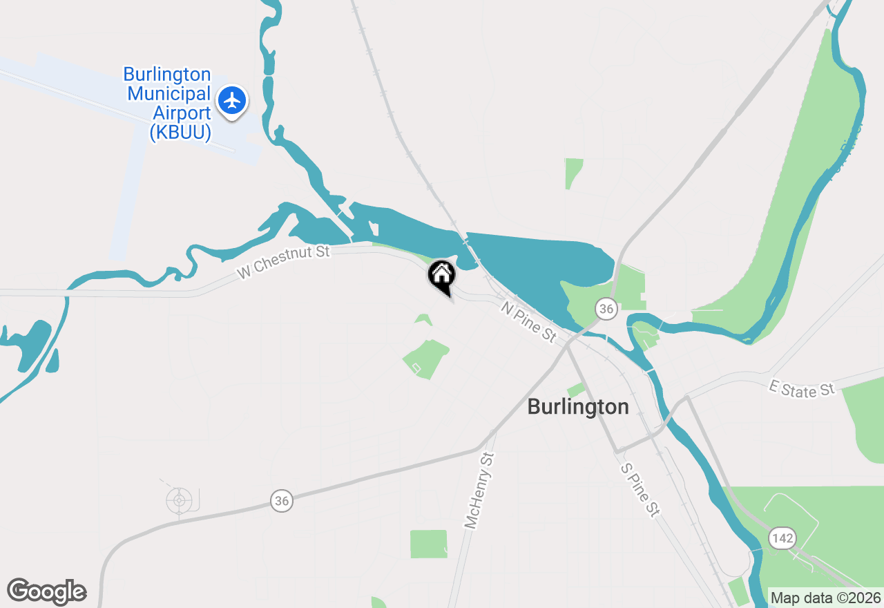 Map of 424 James St, Burlington, WI 53105