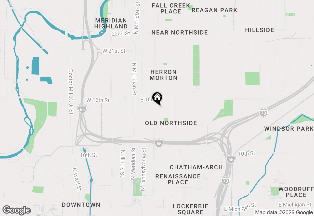 Map of 213-215 E 15th Street, Indianapolis, IN 46202