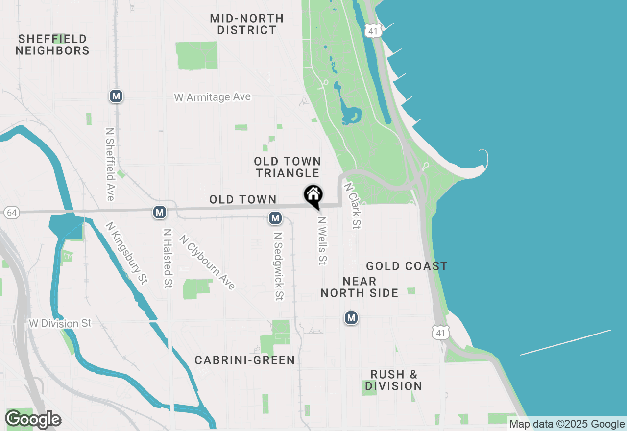 Map of 1543 N Wieland Street #PH-N, Chicago, IL 60610