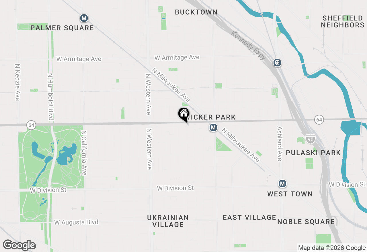 Map of 1547 N Leavitt Street #1N, Chicago, IL 60622