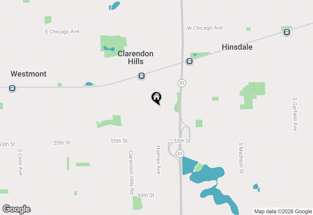 Map of 222 Holmes Avenue, Clarendon Hills, IL 60514