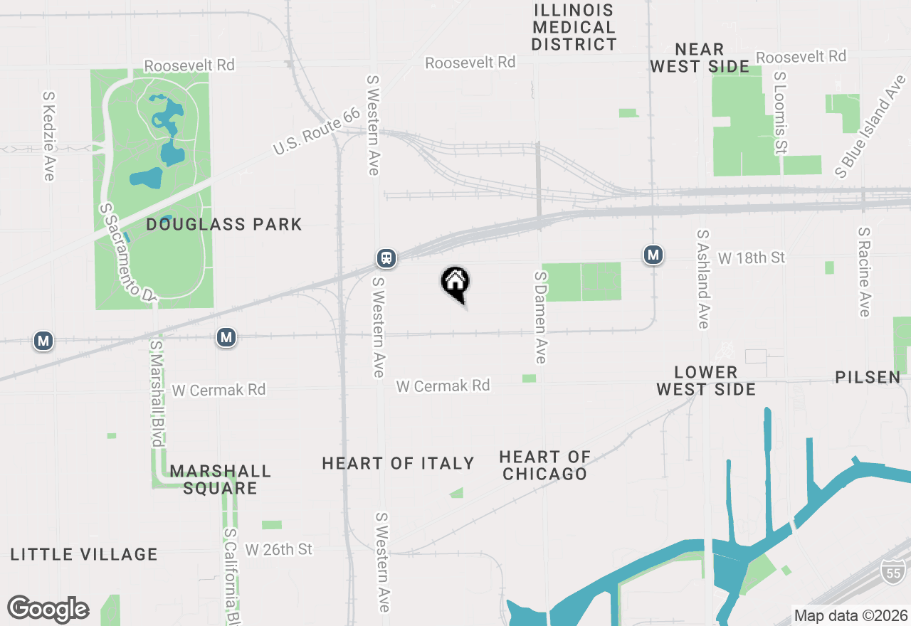 Map of 1910 S Leavitt Street, Chicago, IL 60608