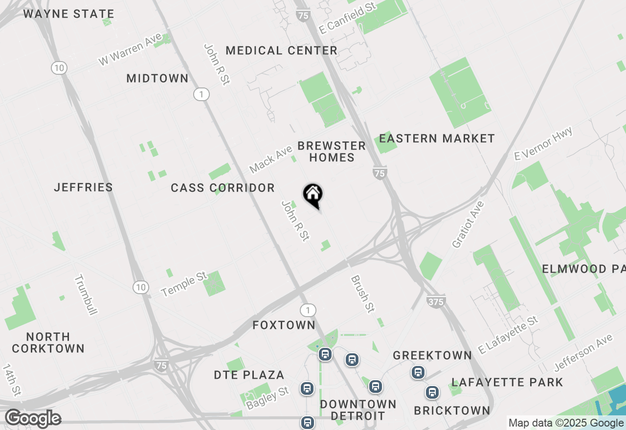 Map of 2835 Brush Street, Detroit, MI 48201