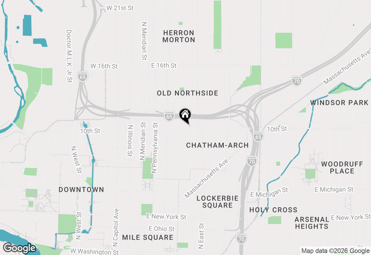 Map of 1011 N Ogden Street, Indianapolis, IN 46202