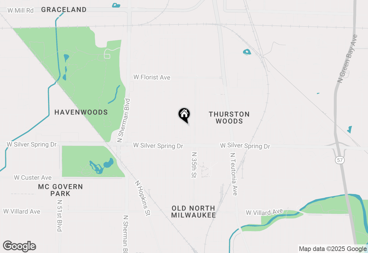 Map of 5693 N 36th St #LOWER, Milwaukee, WI 53209