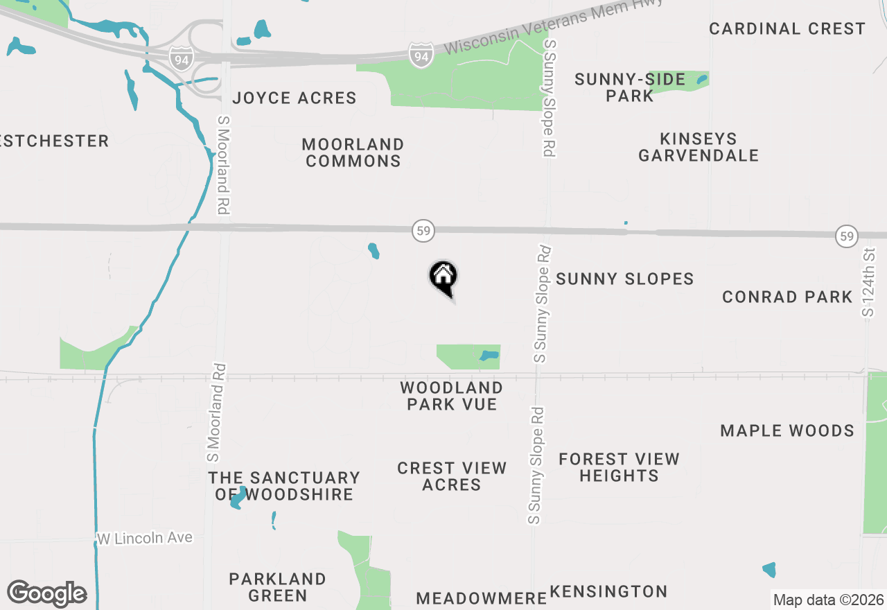 Map of 1624 S Woodside Dr, New Berlin, WI 53151