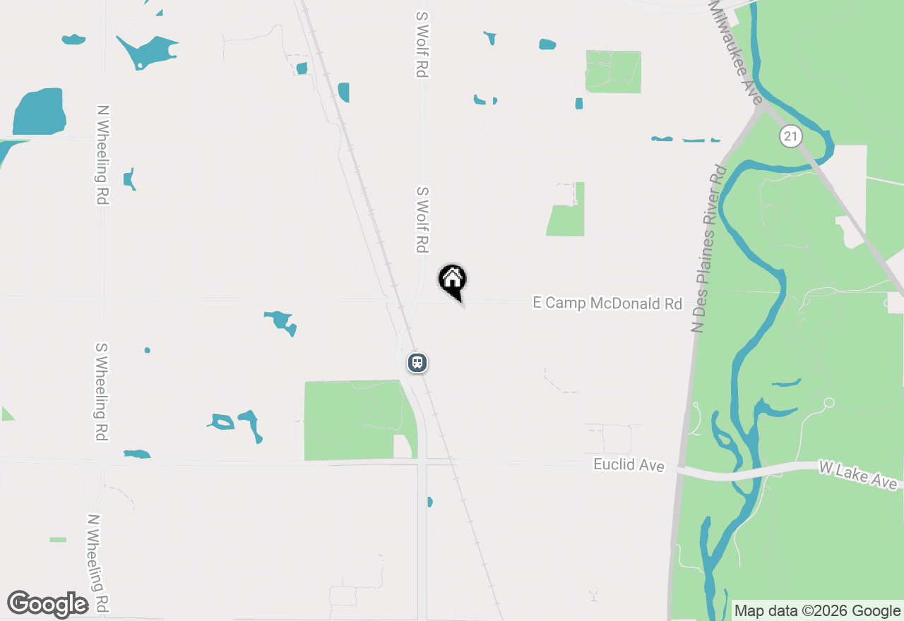 Map of 121 N Mandel Lane, Prospect Heights, IL 60070