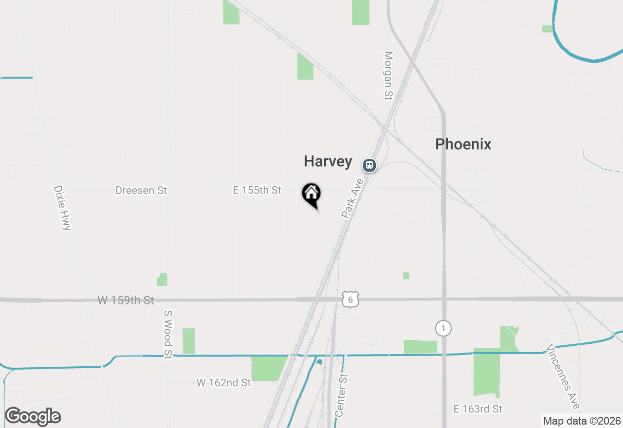 Map of 15544 Turlington Avenue, Harvey, IL 60426