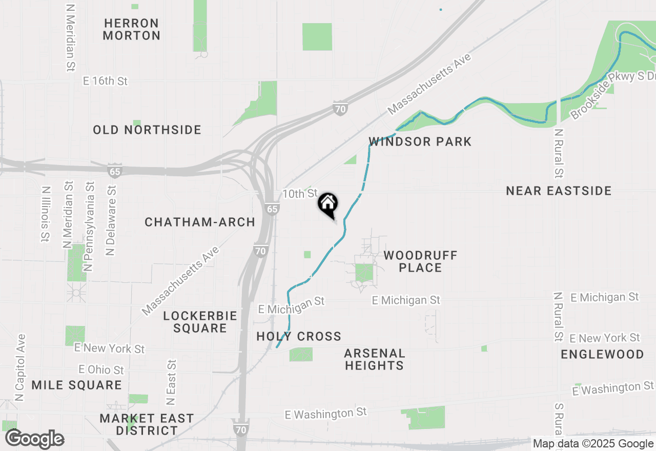 Map of 1316 E 9th Street, Indianapolis, IN 46202