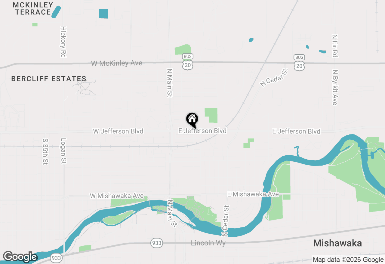 Map of 239 E Jefferson Boulevard, Mishawaka, IN 46545