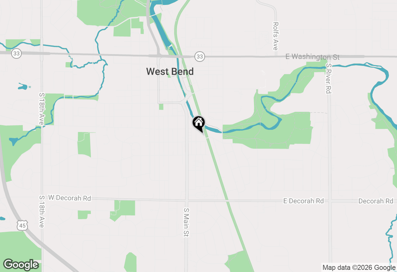 Map of 454 W Kilbourn Ave, West Bend, WI 53095