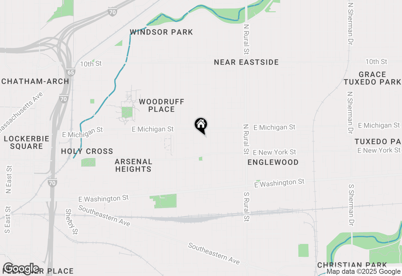 Map of 421 N Beville Avenue, Indianapolis, IN 46201