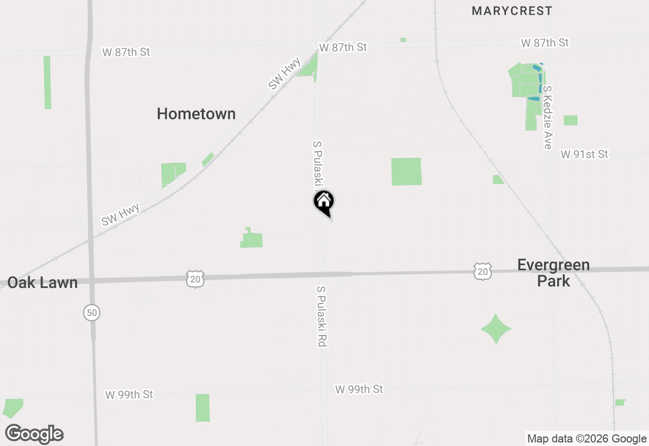 Map of 9313 S Pulaski Road, Evergreen Park, IL 60805