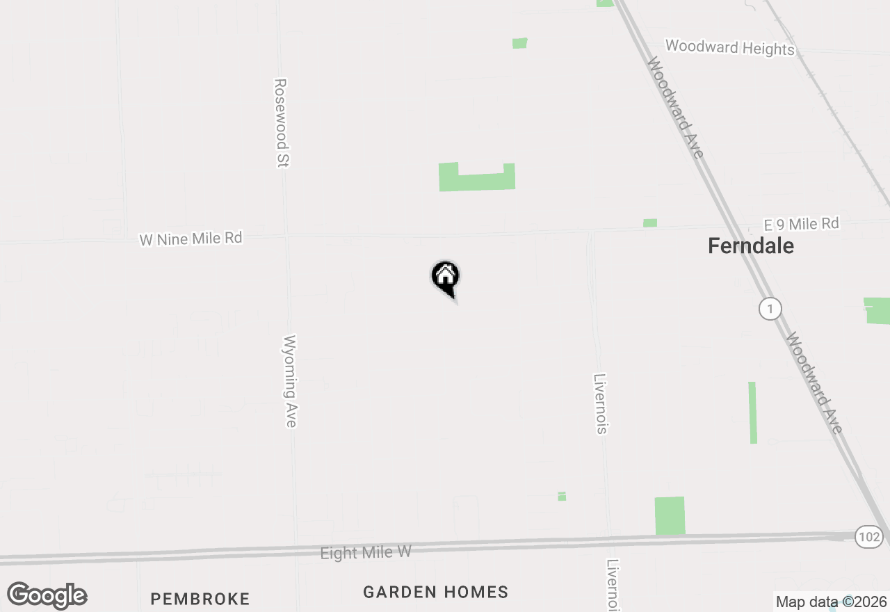 Map of 1454 Leroy Street, Ferndale, MI 48220