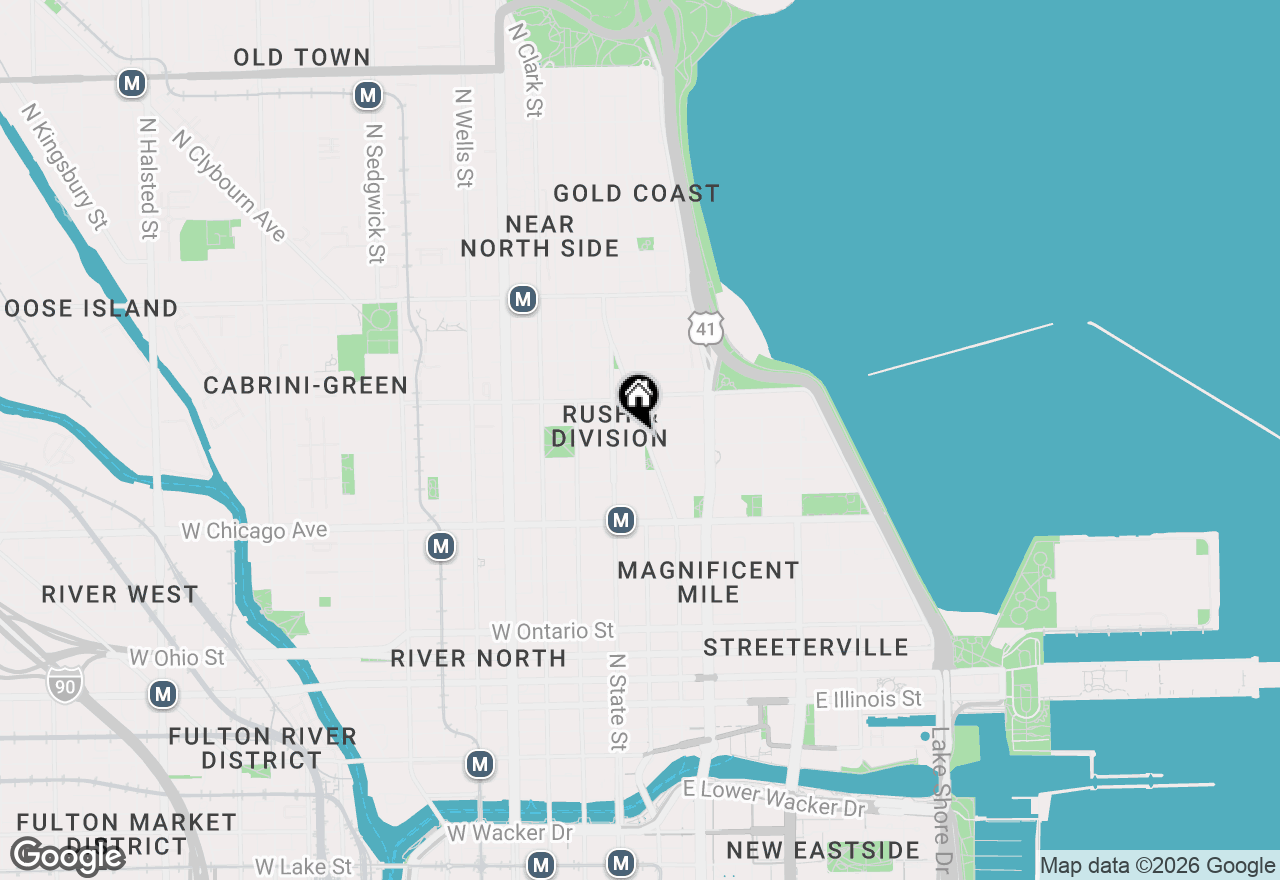 Map of 40 E Delaware Place #1701, Chicago, IL 60611