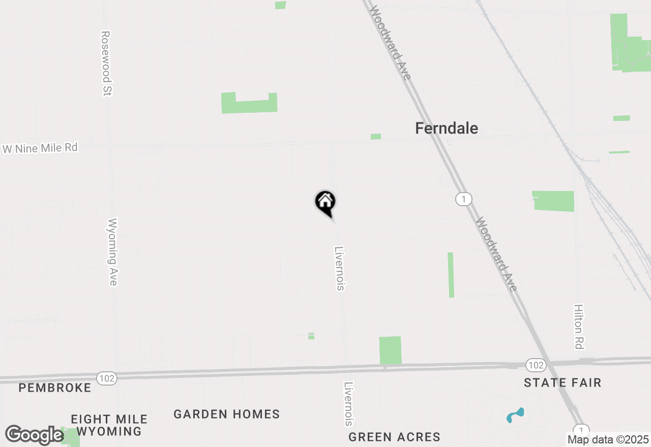 Map of 925 W Hazelhurst Street, Ferndale, MI 48220