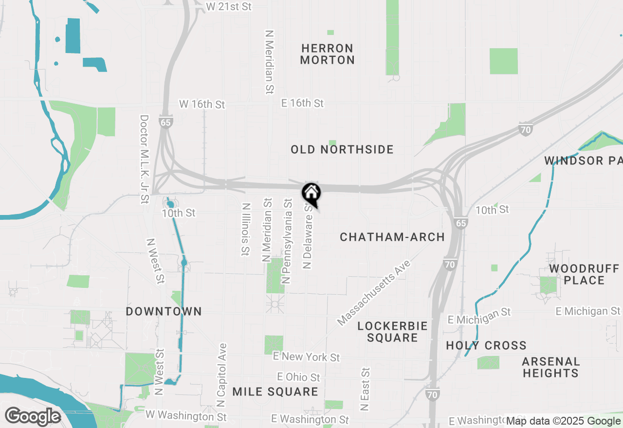 Map of 985 N Delaware Street, Indianapolis, IN 46202