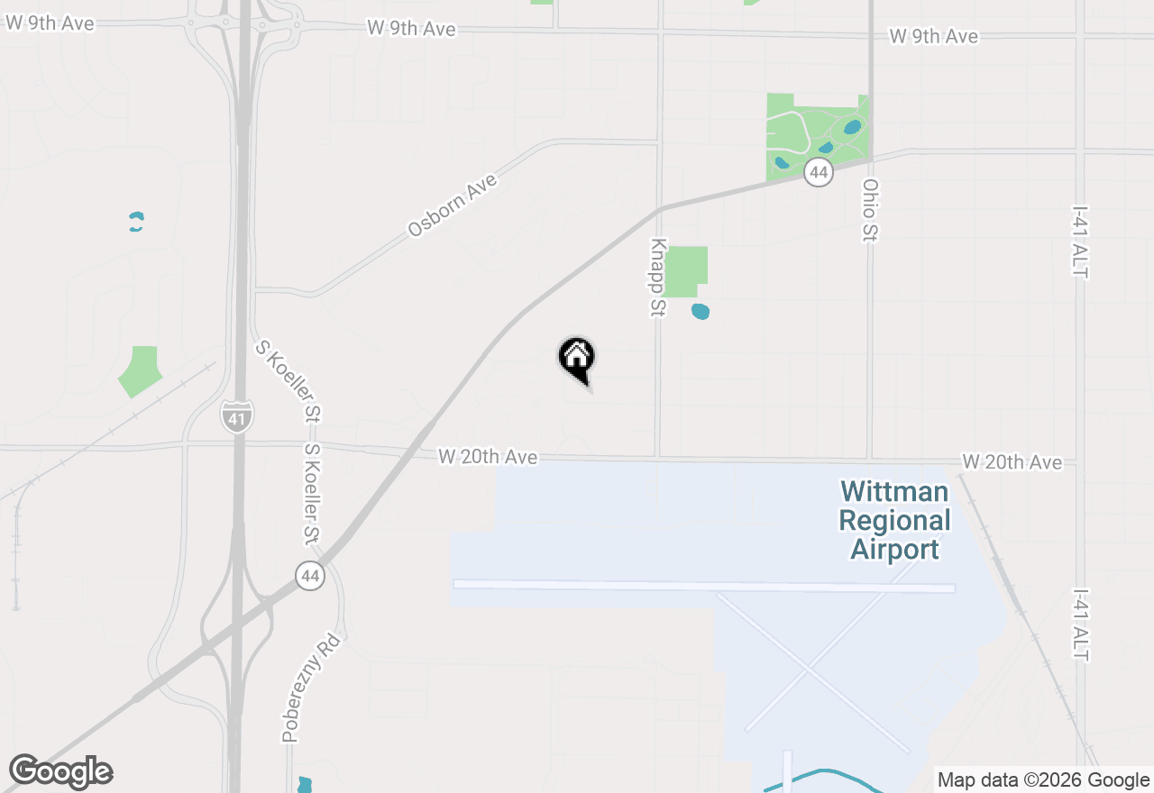 Map of 1160 W 19th Ave, Oshkosh, WI 54902