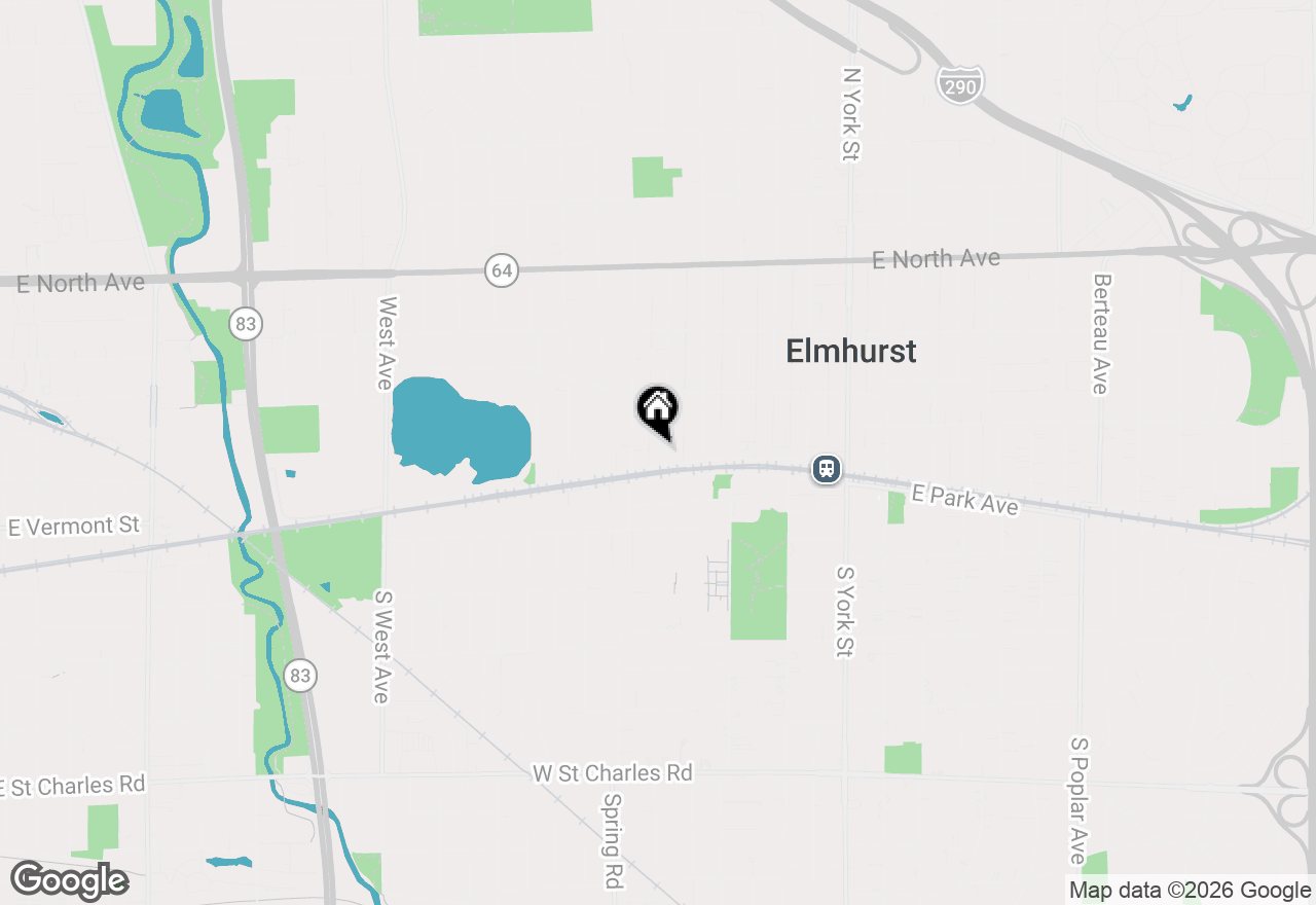 Map of 108 N Evergreen Avenue, Elmhurst, IL 60126
